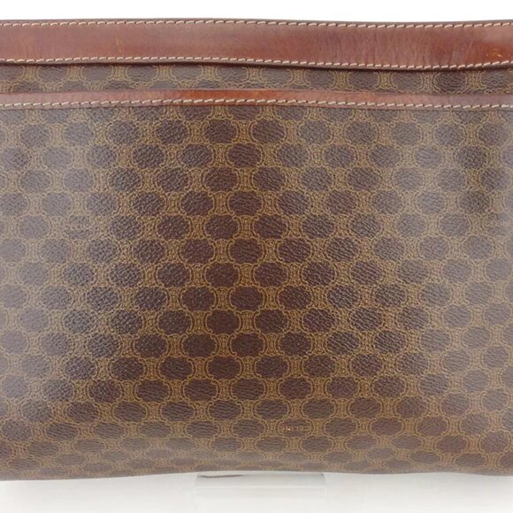 CELINE clutch bag macadam beige PVC ?~ leather Authentic - Picture 2 of 9